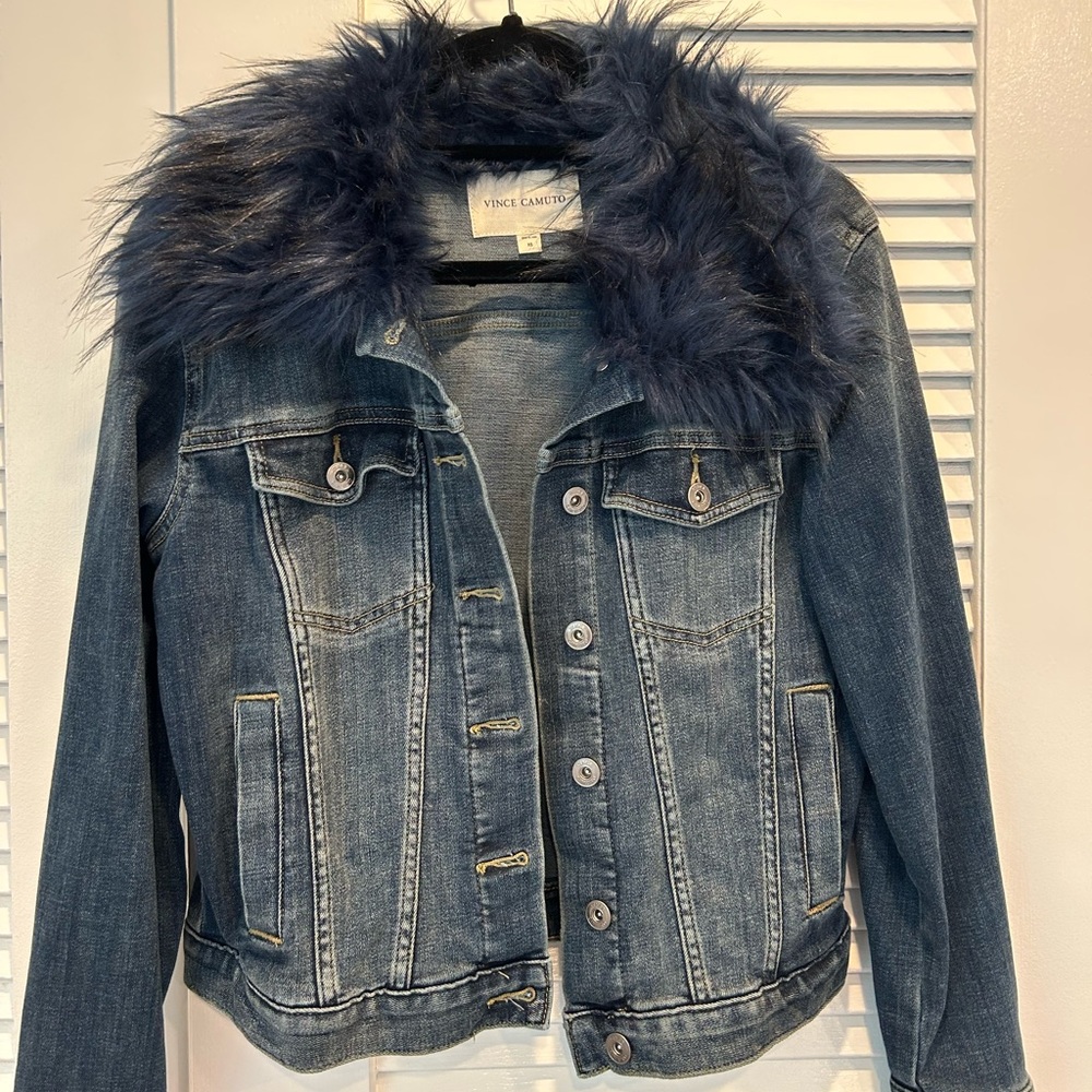 Vince Camuto Furry Jean Jacket